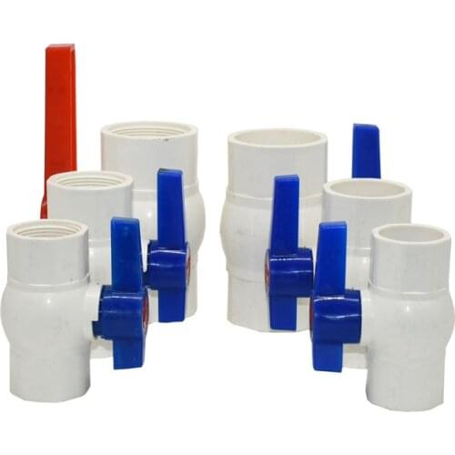 DN32 DN40 DN50 Socket Straight Trough Ball Valve G2 G1.25 G1.5 PVC Valve water tap connector Fittings 1pcs