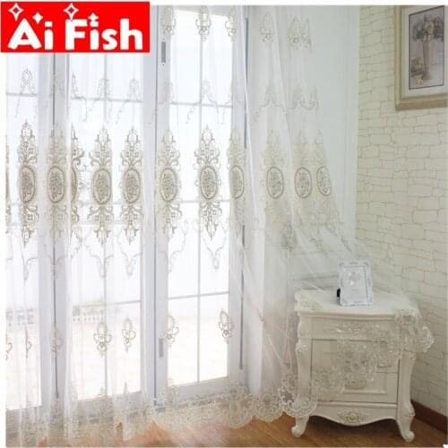 Luxurious White Velvet Tulle for Windows Embroidery Flower Lace rideau Voile Sheer Curtains For Living Room Blinds Drape MY307#5