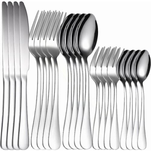 Silver Cutlery Set Stainless Steel Tableware sets Forks Spoons Knifes 20 Pcs Full Tableware Dinnerware set Dropshipping