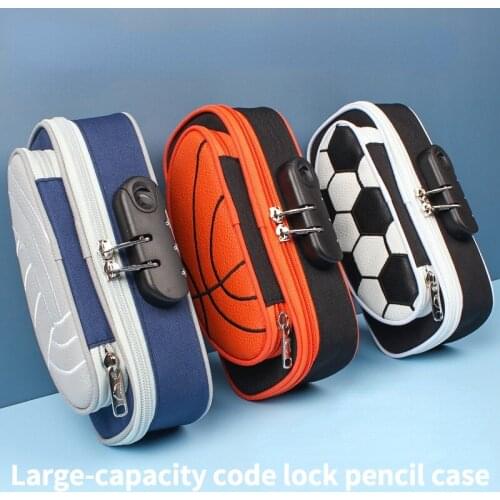 Student Stationery School Supplies Boys Sports Series Password Lock Large Capacity Multifunctional Storage Bag Back To School