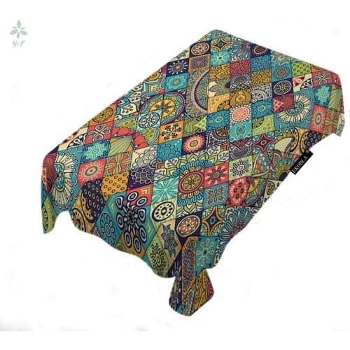 Geometric Pattern Tablecloth Islam Arabic Indian Ottoman Motifs Vintage Decorative Table Cover