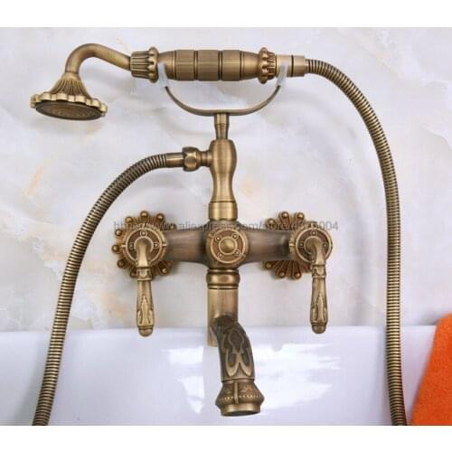 Bathtub Faucets Wall Mounted Antique Brass Bathtub Faucet With Hand Shower Bathroom Bath Shower Faucets Nna222