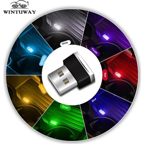 WINTUWAY Mini LED Car Light Auto Interior USB Atmosphere Light Plug and Play Decor Lamp Emergency Lighting PC Auto Products