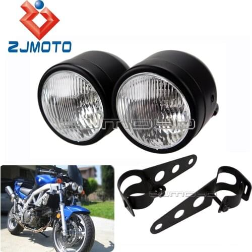ZJMOTO Low Rider FXS FXDL Old School Demon Choppers Softail Pro Street Custom Twin Headlight Motorcycle Headights Cafe Racer