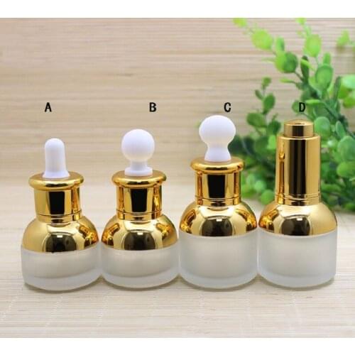 20ml frosted glass bottle gold shoulder gold collar toner hyaluronic oil/essence/serum/liquid/skin care dropper bottle