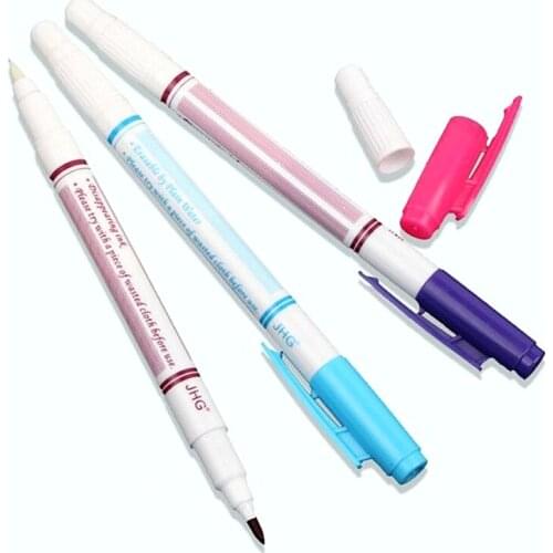 3pcs/lot Double Head Water Erasable Pen with Change Color Pen Fabric Marker Replace Tailor Chalk Sewing Tools
