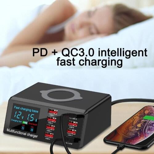 100W 8 Port Multi USB Fast Wireless Charger For IPhone Quick Pro For Samsung 3.0 Charge Charger S10 PD Max S9 S8 11 G3G5