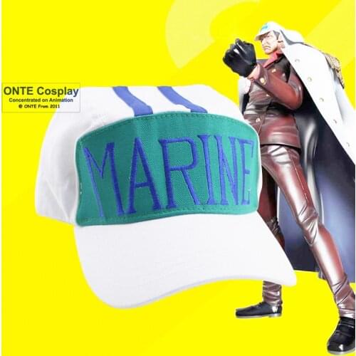 One piece Cosplay Costumes Hat Navy Admiral Akainu Sakazuki MARINE Words White hat Baseball Red Dog Cap