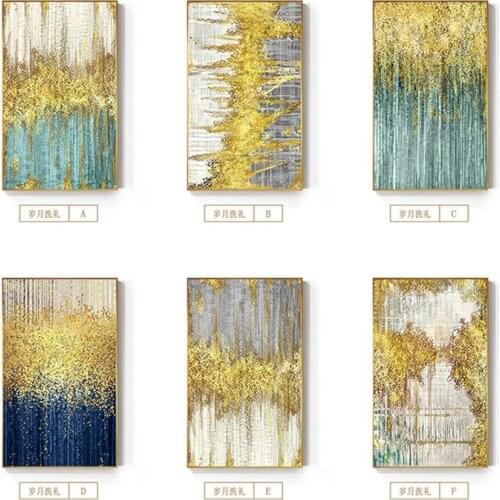 Big Wall Paintings Handpainted Morden Abstract Grey Green Golden Dots Oil Painting on Canvas Wall Pictures for corridor Decor