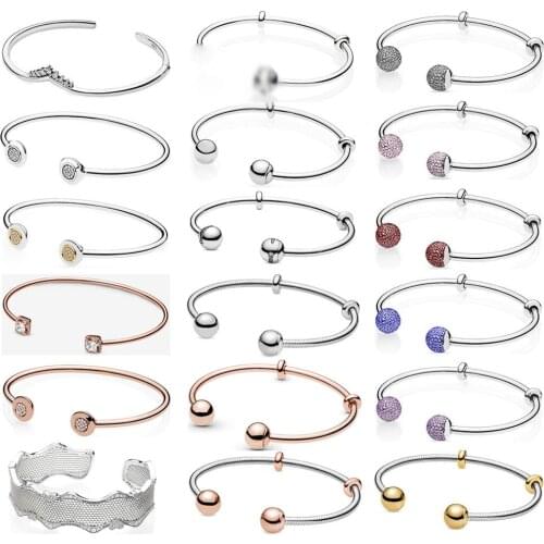 7 PDB SL high quality 925 sterling silver series charm Mickey open bracelet suitable for beaded DIY bracelet jewelry gift