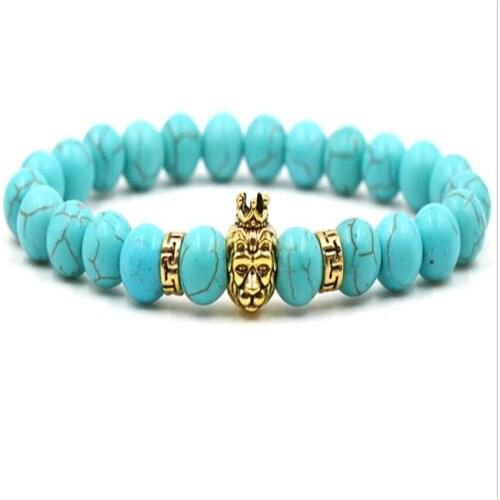 8MM Turquoise Gemstone Mala Bracelet 7.5 inches Healing Stretchy Reiki Lucky