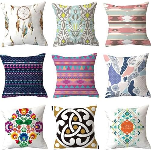 Colorful Floral Patterns Sofa Cushion Cases Nordic Geometric Simple Blue Pillows Case Bohemian Decor Fashion Couch Throw Pillows