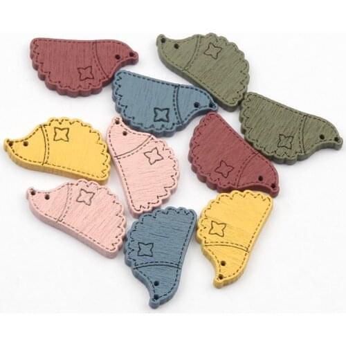 20pcs Cartoon Hedgehog Wood Slice Craft Scrapbooking Embellishments DIY Home Party Decor Baby Wooden Ornaments 15x25mm