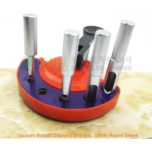 DIATOOL 1 Set (6mm+8mm+10mm+12mm) Diamond Vacuum Brazed Drilling Core Bits With A Plastic Positioner Sucker
