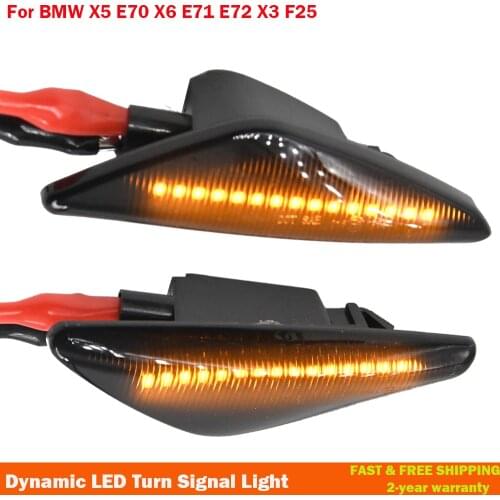 For BMW X3 F25 X5 X6 E70 E71 E72 2008-2014 LED Dynamic Turn Signal Blinker Side Marker Fender Indicator Light Car Accessories