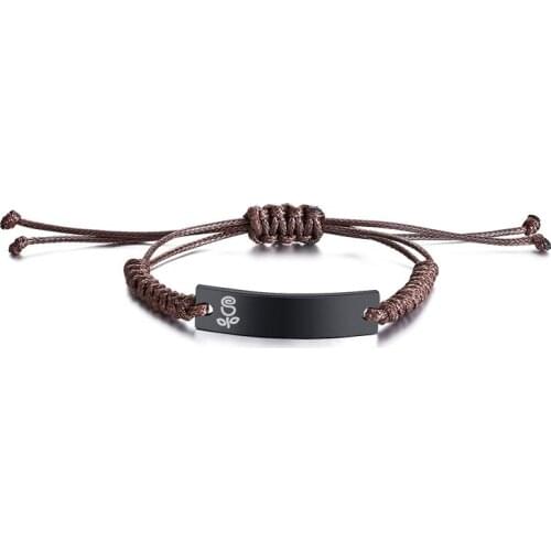 Women Personalize Engrave Name Rose Flower Crada Bow Braided Rope Braided Bracelets Woven Bangles Adjustable Jewelry