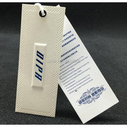 Customized top quality clothing embossed tags/garment paper tag printing/clothing label/main label printing/logo 1000 pcs a lot