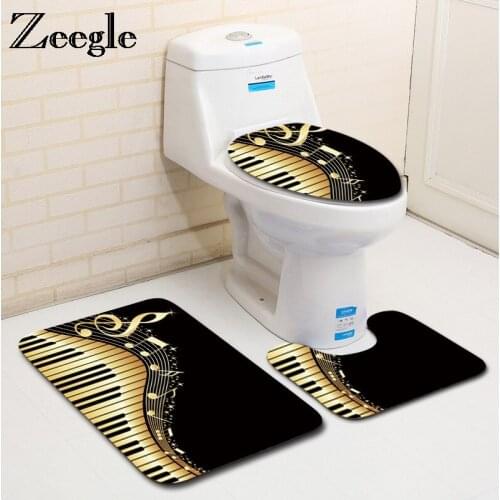 Zeegle Washable 3Pcs Bathroom Rugs and Carpets Anti-slip Toilet Mats Set Washroom Floor Mats Absorbent Bath Rug Shower Foot Pads