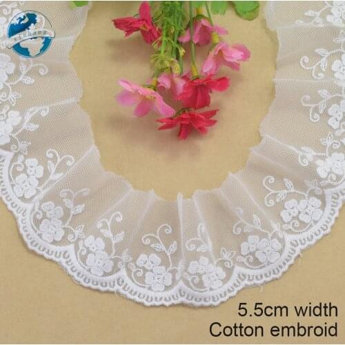 5.5cm width white lace cotton embroidery lace french lace ribbon fabric guipure diy trims warp knitting sewing Accessories#4163