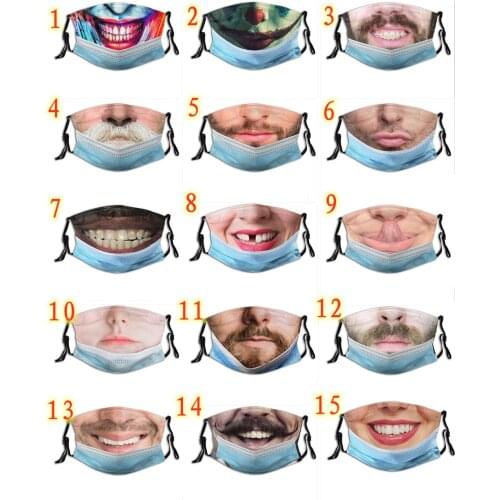 3D Design Mask Mouth Pattern Men Women Adult childrens fabric mask Washable personality Kids Face Mask Many Styles Funny Masks