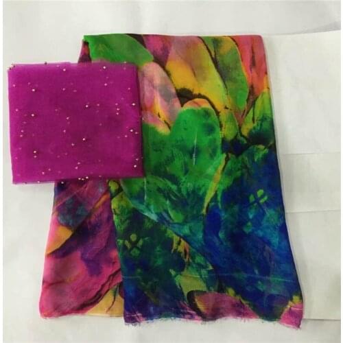 Fashion new style silk printed chiffon fabric for garment neat embroidery on the material with swiss voile lace tissu! LXF4325