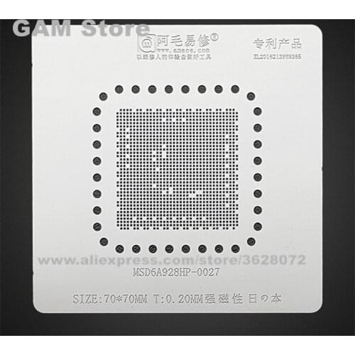 MSD6A928HP-0027 BGA Stencil LCD Screen Display IC Reballing Pins Solder Tin Plant Amaoe Square Hole Heating Steel Mesh 0.2mm