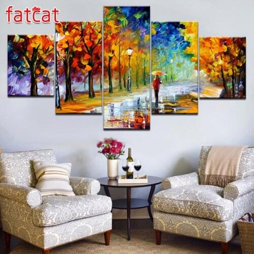 FATCAT Diy Diamond Painting 5 Pieces romantic scenery full Square Round Drill Diamond Embroidery Sale Abstract Home Decor AE1051