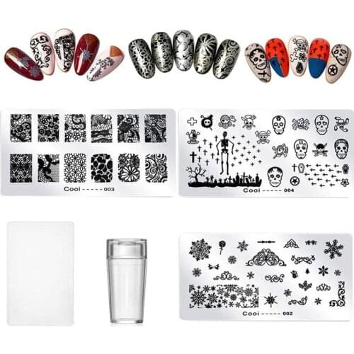 Nail Stamping Plate Template Set DIY Nail Art Template With Stamper Scraper Nail Stamping Plates Nail Stamping Plates Nail Art