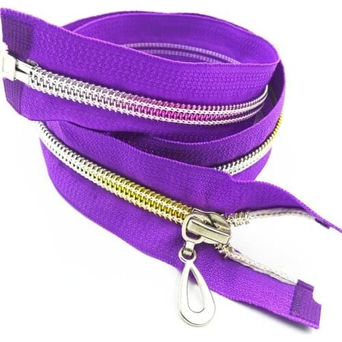 Nylon Colorful Tooth Gradient 5# Opening Zipper 5 Pcs 60Cm (24 Inches)