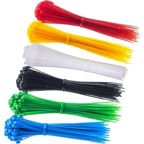 100pcs/bag 6 Color 3mmx100mm 3mm*200mm Self-Locking Nylon Wire Cable Zip Ties Cable Ties White Black Organiser Fasten Cable