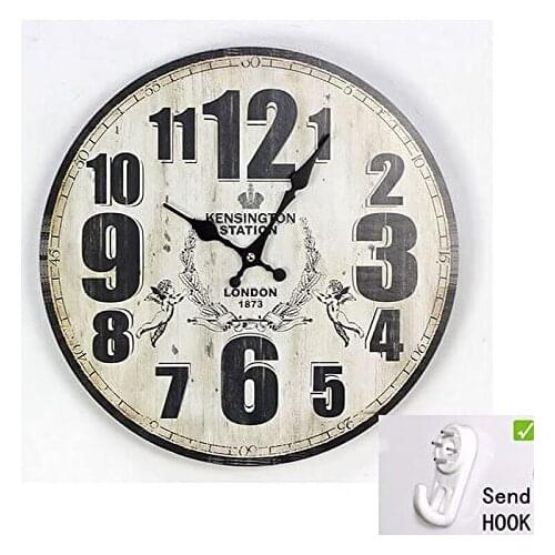 Shabby Chic Vintage Style Wall Clock With Arabic Numerals In Antique Cream ~ 30cm