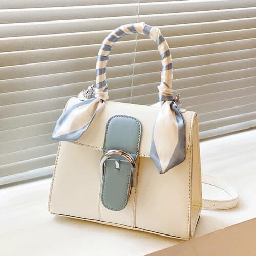 Casual Square Flap Bags Female Panelled Leather Shoulder Bag Vintage Handbags with Ribbon Designer Crossbody Bags for Women Sac