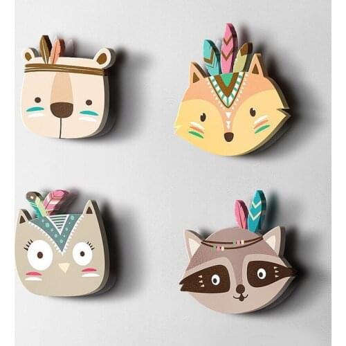 Nordic Fox Bear 3D Wall Stickers Home Decor Ornaments Nursery Kids Room Wall Sticker Decoration Childrens Christmas Gift