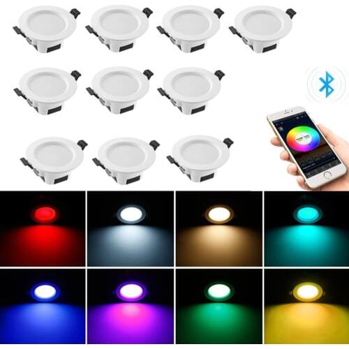 10X RGB Warm Cool White 3 in 1 Changeable LED Ceiling Lamp Down Light Bluetooth Mesh APP/Voice Group Controller Timer Dimmer