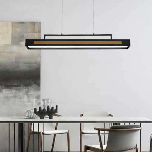 LED office chandelier living room dining table bar study lamp simple long wrought iron dining room light