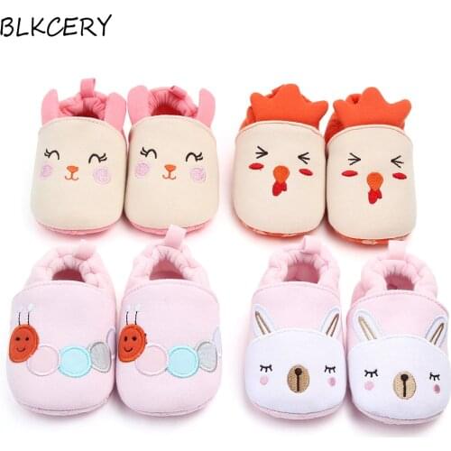 Famous Brand Shoe Newborn Baby Girl Shoes Infant Cartoon Loafers 1 Year Old Soft Sole Slip on Crib Shoes Toddler Boy Slippers