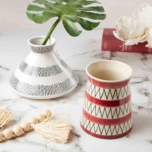 Vase Ceramic Nordic Creative Desktop Flower Pot Home Decor Living Room Decoration White Red вазы ваза декор дома декор jarrones