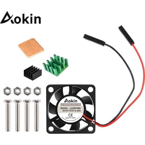 Aokin 5V Raspberry Fan with 3PCS Raspberry pi Heatsink Fan for Raspberry Pi 3 B+ 3B 2B Model B+ Copper Cooling Pad