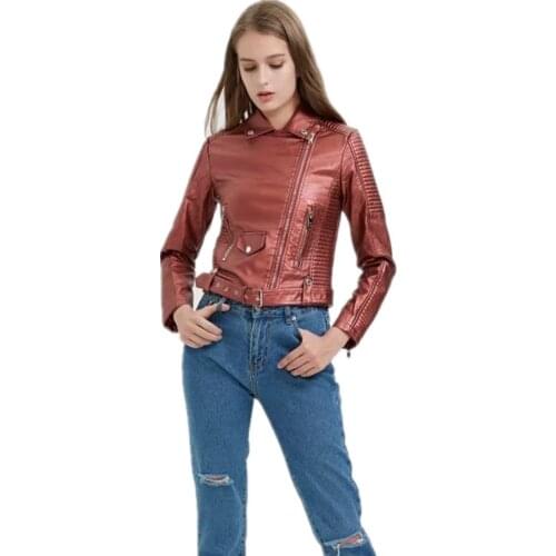 2020 spring fashion brand Dangling pu leather jacket female great quality motorcar style street leather jacket with belt wq1041