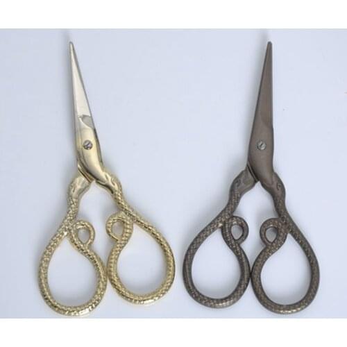 Vintage Tailor Scissors Costureros Gold/Bronze Snake Pattern Steel Sewing Scissors Household Tools10.5cm CP0377