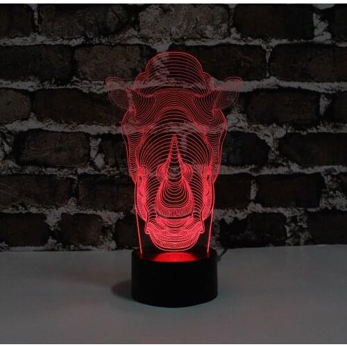 YJM-2836 Amazing 3D atmosphere Night Light with Rhinoceros Animal shape for Fathers Day Gift Light