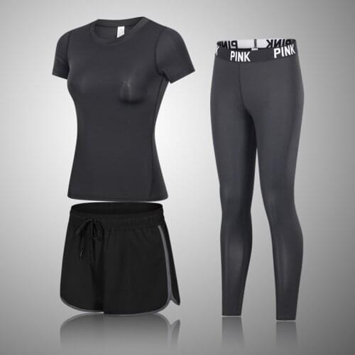 New Womens Jogging Clothes Gym Workout Fitness Training Sports T-Shirts Running Pants Leggings Suit Sportswear For Yoga Sets
