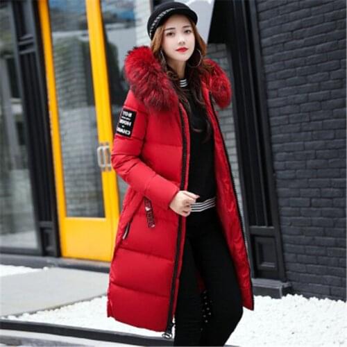 Plus size 2020 New Women Long Jackets Padded-Cotton Coats Winter Hooded Warm Wadded Female Parkas Fur Collar Outerwear