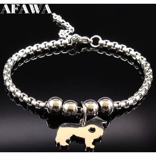 2021 Border Collie Dog Stainless Steel Charm Bracelet for Women Silver Color Pokemon Dog Bracelet jewellery pulseras B18007