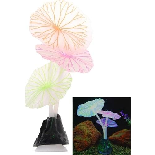 1PC Fluorescent Artificial Coral Reef Glowing Lotus Leaf Mushroom luminous Stones Aquariums Fish Tank luminous Decor Accessories