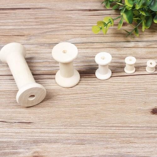 10PCS Sewing Tool Wood Empty Thread Spools Cylinder Needlework Manual Crafts Wood Bobbins Reels Organizer For Ribbon Sewing Tool