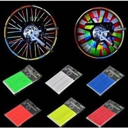 12Pcs Color Spokes Bicycle Reflective Strips Color Reflective Spokes Hot Wheels Steel Wire Reflective Clips Bicycle Accessories