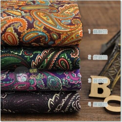 145cm*50cm poplin cotton fabric Large ethnic cashew phoenix tail printed cloth wishful flower headscarf clothing shirt fabric