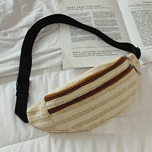 2019 Women Straw Woven Beach Waist Bag Summer Girls Fanny Pack Chest Bags Hip Purse Ladies Straw Bag Woven-bag Waist Packs