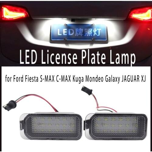 2x White Canbus LED License Number Plate Light No Error Tail Light Lamp for Ford Fiesta S-MAX C-MAX Kuga Mondeo Galaxy JAGUAR XJ